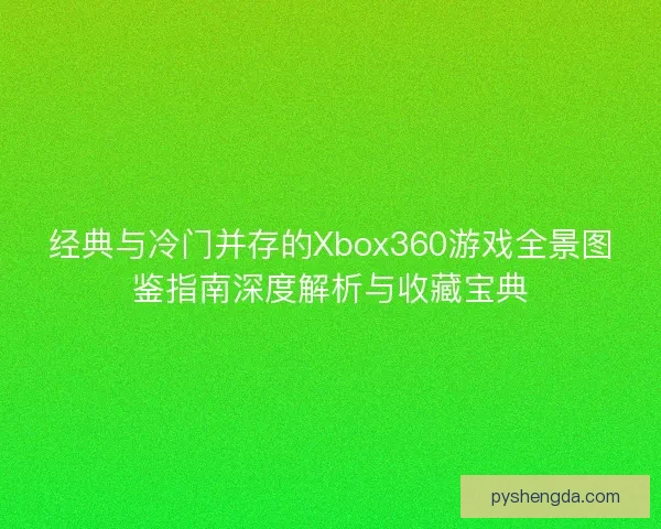 经典与冷门并存的Xbox360游戏全景图鉴指南深度解析与收藏宝典 经典与冷门并存的Xbox360游戏全景图鉴指南深度解析与收藏宝典