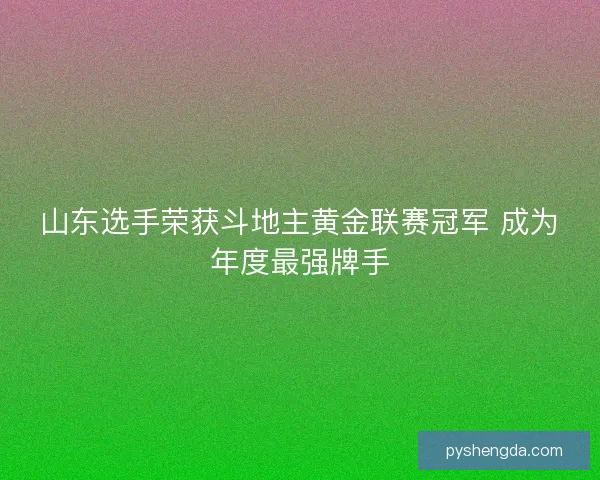 山东选手荣获斗地主黄金联赛冠军 成为年度最强牌手 山东选手荣获斗地主黄金联赛冠军 成为年度最强牌手