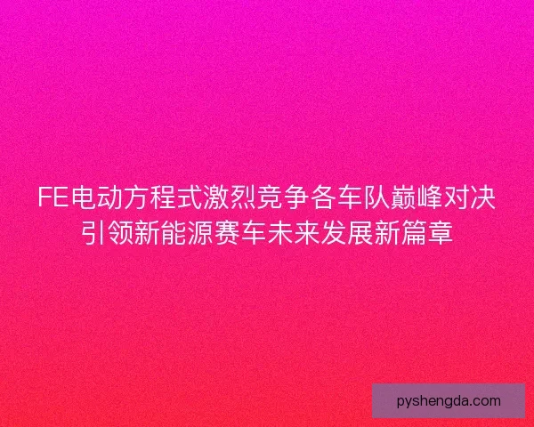 FE电动方程式激烈竞争各车队巅峰对决引领新能源赛车未来发展新篇章