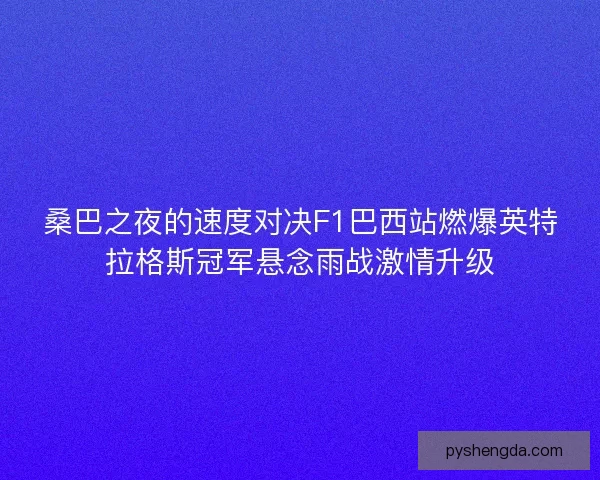桑巴之夜的速度对决F1巴西站燃爆英特拉格斯冠军悬念雨战激情升级 桑巴之夜的速度对决F1巴西站燃爆英特拉格斯冠军悬念雨战激情升级